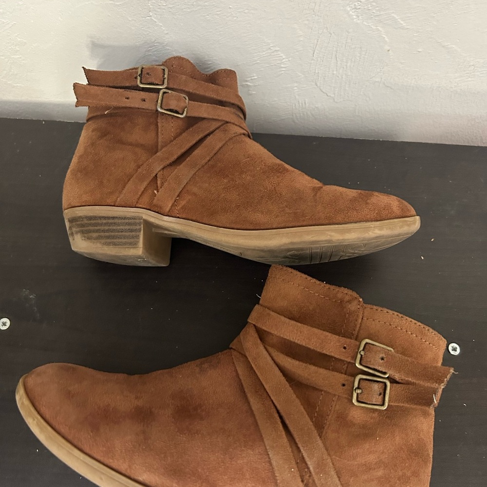 Kids Tan Suede Ankle Boots